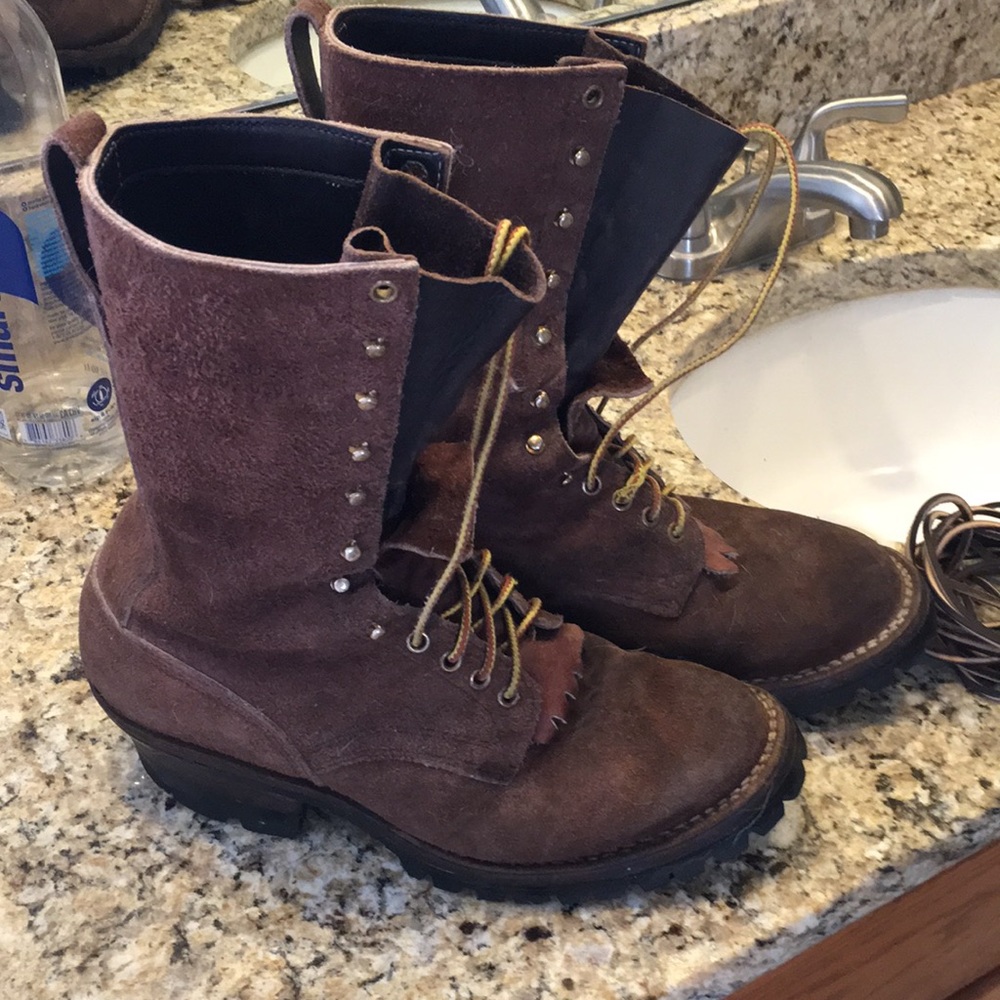 Drew’s Wild land fire boots Rough out.